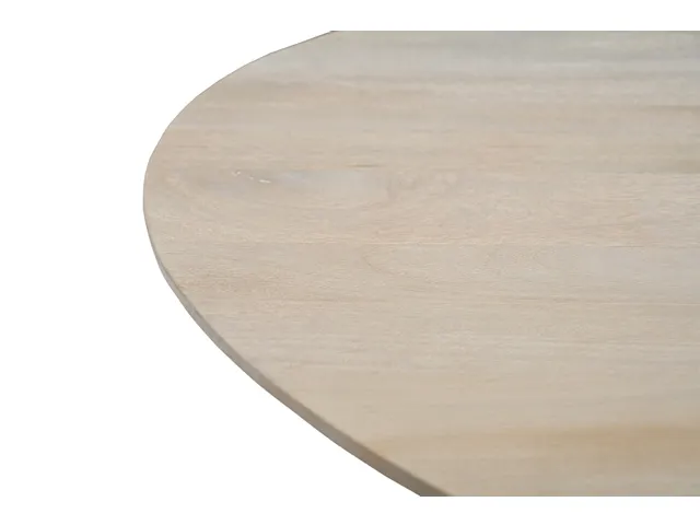Vergadertafel Harper 130cm Rond Mango Naturel Spinpoot Zwart