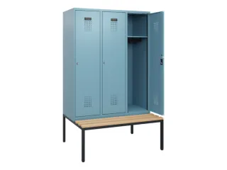 locker met bank,HxBxD 1950x1200x815mm,3vak,vak B 400mm,cilinderslot - 1