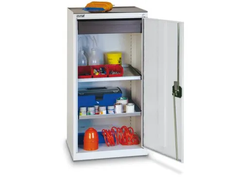 Materiaalkast 1000x500x500mm 2legborden Uitschuifbaar 1lade Ral7035