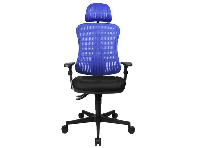 Siège Bureau Pivotant Assise Noir Dossier Maille Bleu