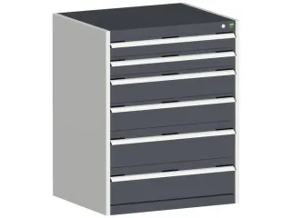 ladekast HxBxD 1000x800x650mm 6laden romp RAL7035 front RAL7016 - 1