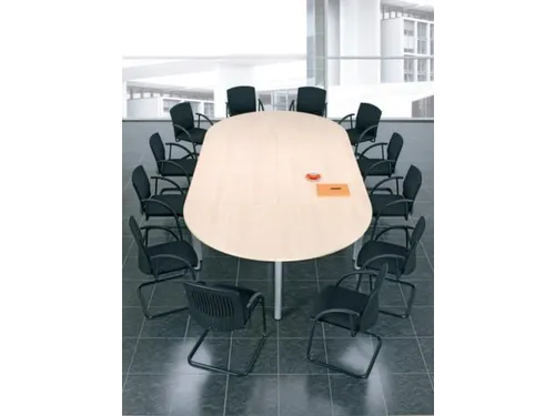 vergadertafel HxBxD 72x200x90cm ovaal 4voeten Lichtgrijs Alu