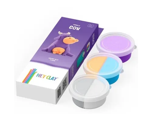 Hey Clay Klei set Animals COW 3 delen Paarse koe