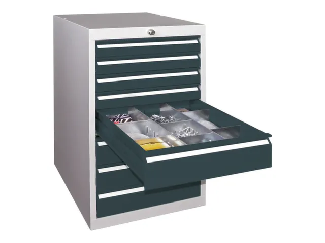 ladekast 800x500x600mm 8laden cilinderslot RAL7035 front RAL7016