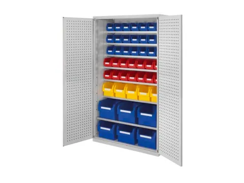 Ruime Bakkenkast 1950x1130x590mm 46 Magazijnbakken Geperf. Deur