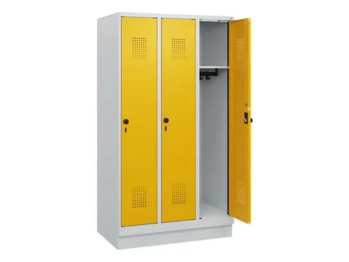 schoollocker,HxBxD 1630x900x500mm,3vak,vak B 300mm,draaigrendel,sokkel