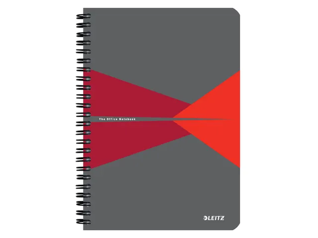 Notitieboek Leitz Office A5 lijn 180pag grijs rood