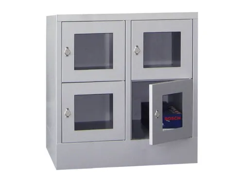 lockerkast,HxBxD 855x800x500mm,2x2vakken,RAL7035,front RAL3000