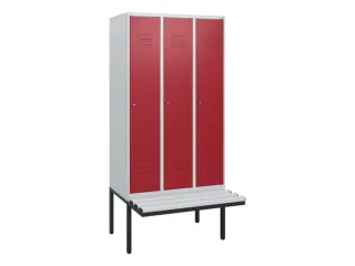 locker met bank,HxBxD 1950x900x815mm,3vak,vak B 300mm,cil.-slot - 1
