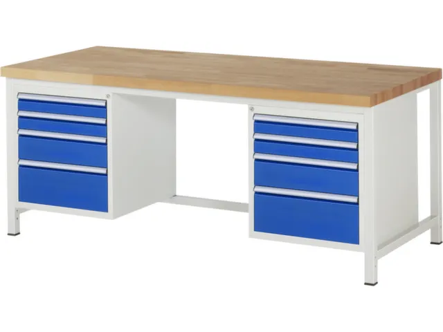 werkbank,HxBxD 840-1040x2000x900mm,beukblad,draagverm. 1250kg,4voeten