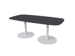 Linesto vergadertafel 200x100 deens ovaal houtprint schaduw 25mm alu