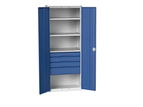 universele kast,HxBxD 2000x800x550mm,3xStalen bodem,4lade(n)