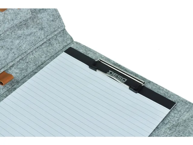 DESQ Schrijfmap A4 Dutch Design Grijs vilt met clipboard en elastiek