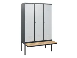 locker met bank,HxBxD 1950x1200x815mm,3vak,vak B 400mm,cil.-slot