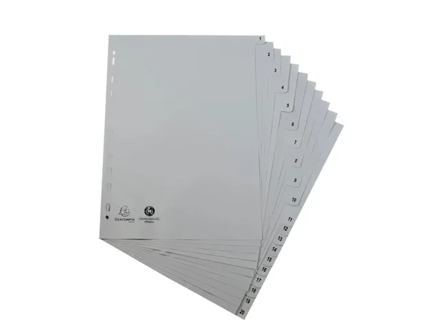 Tab. gerecycled PP A 4 bedrukt 1-20 grijs