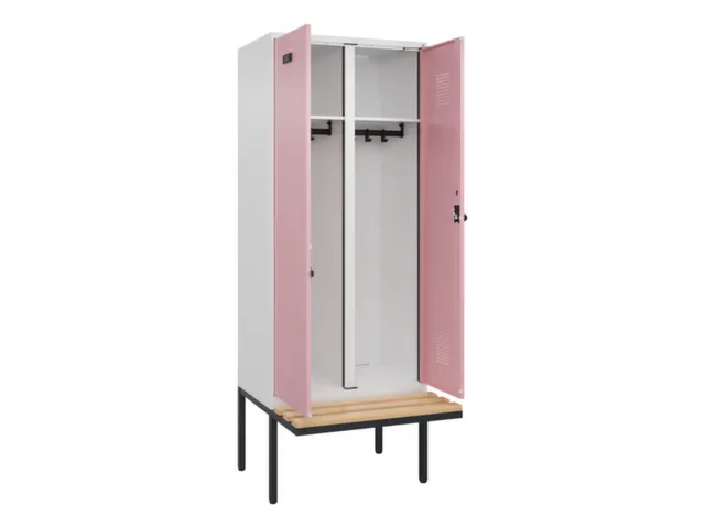 locker met bank,voor scheiding van kleding,HxBxD 2120x800x815mm,2vak