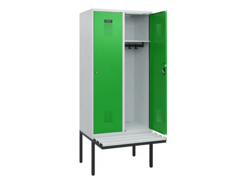locker met bank,HxBxD 1950x800x815mm,2vak,vak B 400mm,cilinderslot