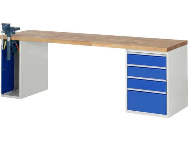 werkbank,HxBxD 890x2500x700mm,beukblad,draagverm. 750kg,2containers