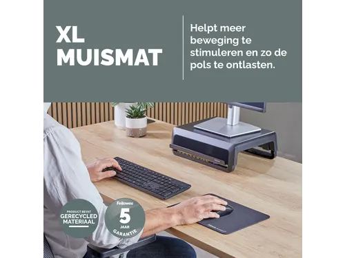 Muismat Fellowes Breyta XL zwart 21x28cm