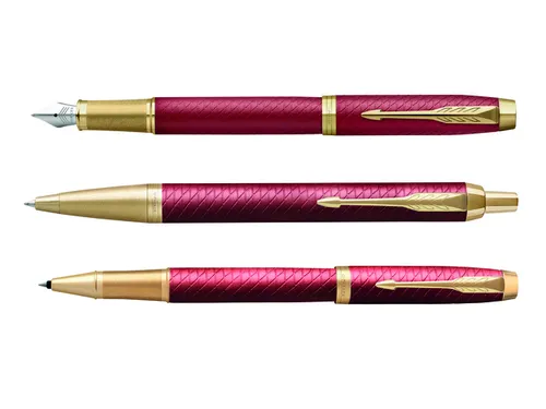 Balpen Parker IM Premium Red Lacquer GT Medium Blauwe inkt
