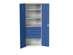 universele kast,HxBxD 2000x800x550mm,3xStalen bodem,4lade(n)