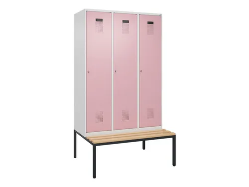 locker met bank,HxBxD 2120x1200x815mm,3vak,vak B 400mm,cilinderslot