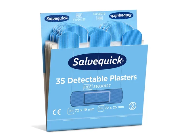 Pleisters Salvequick blauw detectabel refill 35 Stuks