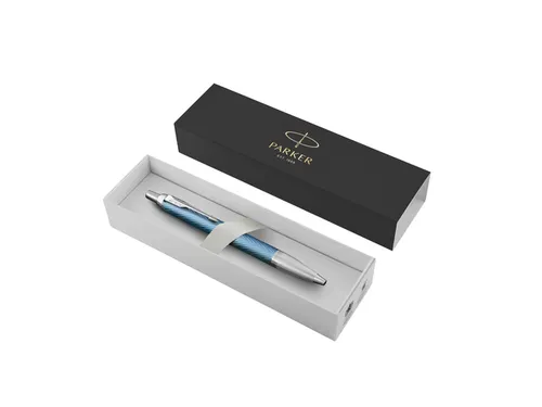 Balpen Parker IM Premium Grey Blue CT Medium Blauwe inkt
