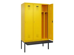 locker met bank,voor scheiding van kleding,HxBxD 2120x1200x815mm,3vak