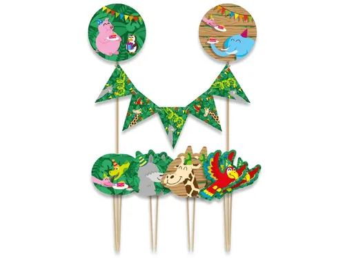 Cake decoratie Jungle 9 stuks