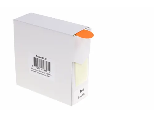 Etiketten Op Rol 25mm Fluor Rood Met Dispenser 500 Stuks