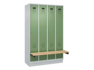 locker met bank,HxBxD 1950x1200x815mm,4vak,vak B 300mm,cilinderslot - 2