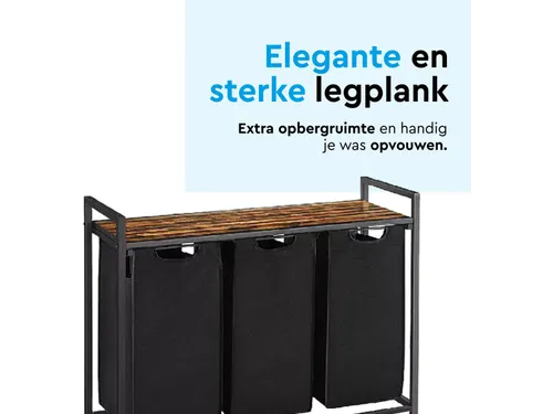 Wasmand 3 vakken Zwart LB300