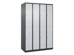 dubbeldekse locker,HxBxD 1850x1200x500mm,4x2vak.,vak B 300mm,cil.-slot