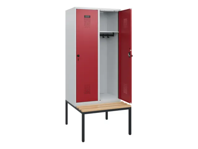locker met bank,HxBxD 1950x800x815mm,2vak,vak B 400mm,draaigrendel