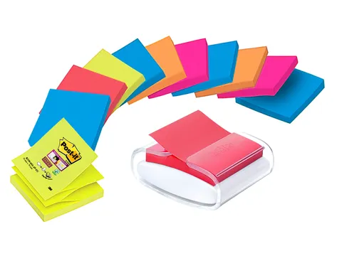 Memoblokdispenser 3M tbv Post-it Z-Note 76x76mm transparant + 12 blok