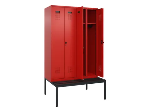 locker met bank,voor scheiding van kleding,HxBxD 2120x1200x815mm,4vak