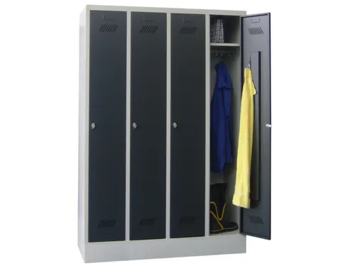 lockerkast,HxBxD 1850x1200x500mm,4vak,RAL7035,front RAL6011
