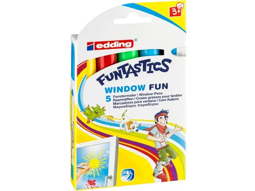 Krijtstift edding 16-5 Funtastics window fun assorti doos à 5 stuks
