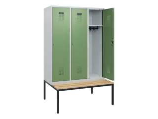 locker met bank,HxBxD 1950x1200x815mm,3vak,vak B 400mm,cilinderslot - 1