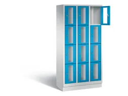 Lockerkast 1800x900x500mm 3x4 vakken Cilinderslot, Sokkel, RAL5012