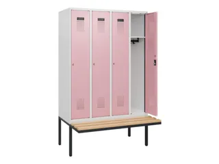 locker met bank,HxBxD 1950x1200x815mm,4vak,vak B 300mm,cilinderslot - 1