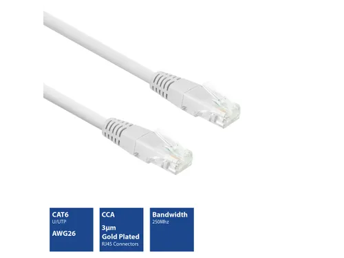 CAT6 U/UTP Netwerkkabel, CCA, 2m, WIT