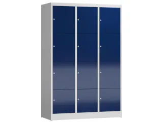 Lockerkast 1800x1185x500mm 3x4 vakken cilinderslot, sokkel, RAL5010 - 1