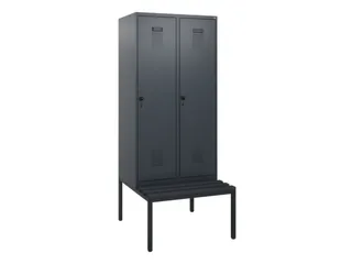 locker met bank,HxBxD 1950x800x815mm,2vak,vak B 400mm,draaigrendel - 2