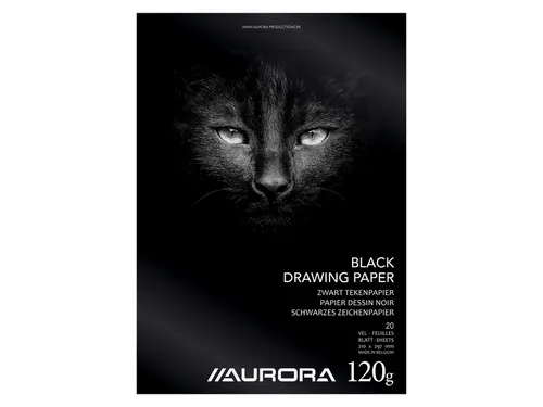 Tekenblok Aurora A4 20v 120g zwart tekenpapier
