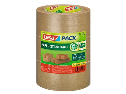 Verpakkingstape Tesapack Papier Standard eco 50mmx50m bruin 3 stuks