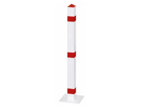 Afzetpaal Vierkant 70X70M Vast Bodemplaat Spitse Kop Wit/rood
