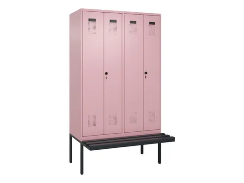 locker met bank,voor scheiding van kleding,HxBxD 2120x1200x815mm,4vak