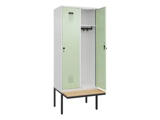 locker met bank,HxBxD 2120x800x815mm,2vak,vak B 400mm,draaigrendel - 2